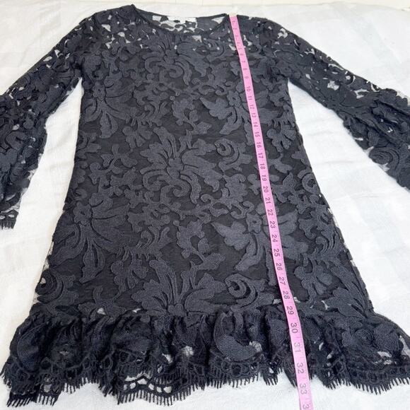 Alexis Eloy Ruffle Hem Lace Dress Bell Sleeve in Black Size XS - Picture 6 of 13
